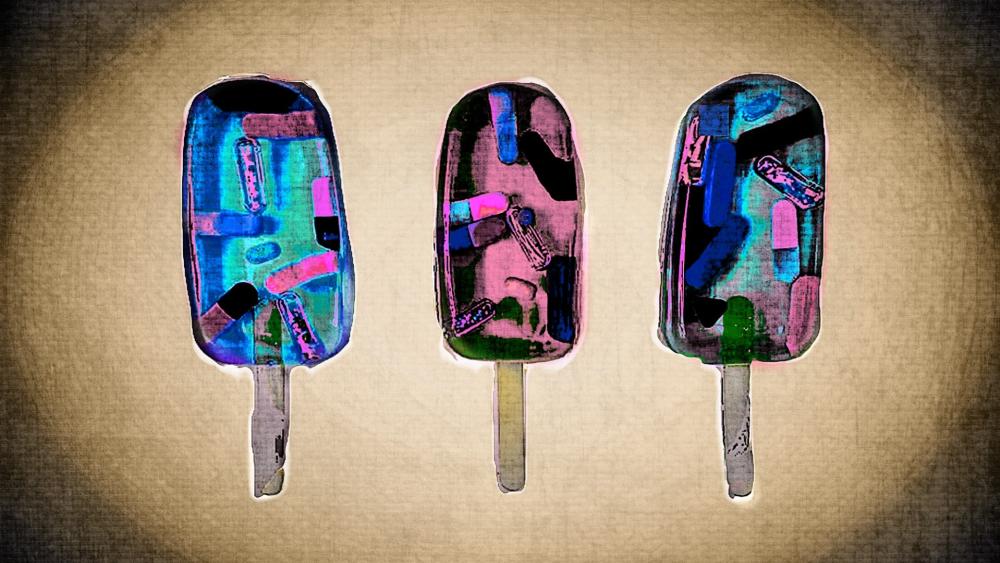 Neon Popsicle Triptych Abstract 1980s Ice Pop Art Wallpaper wallpaper