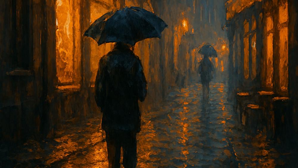 Brick Pause in a Rainlit Alley at Night wallpaper