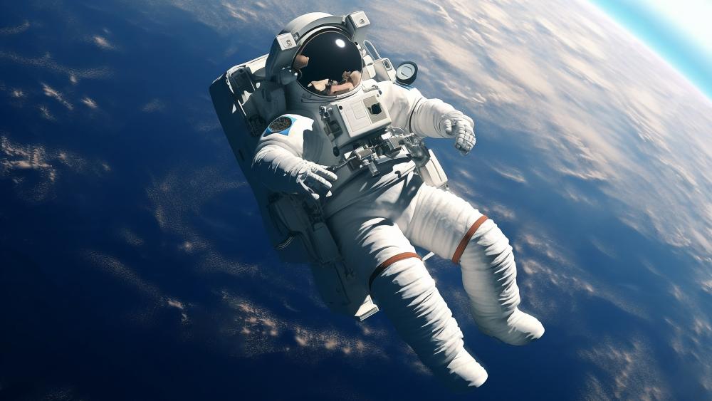 Drifting Astronaut Above Earth in Crisp 5K AI Art wallpaper