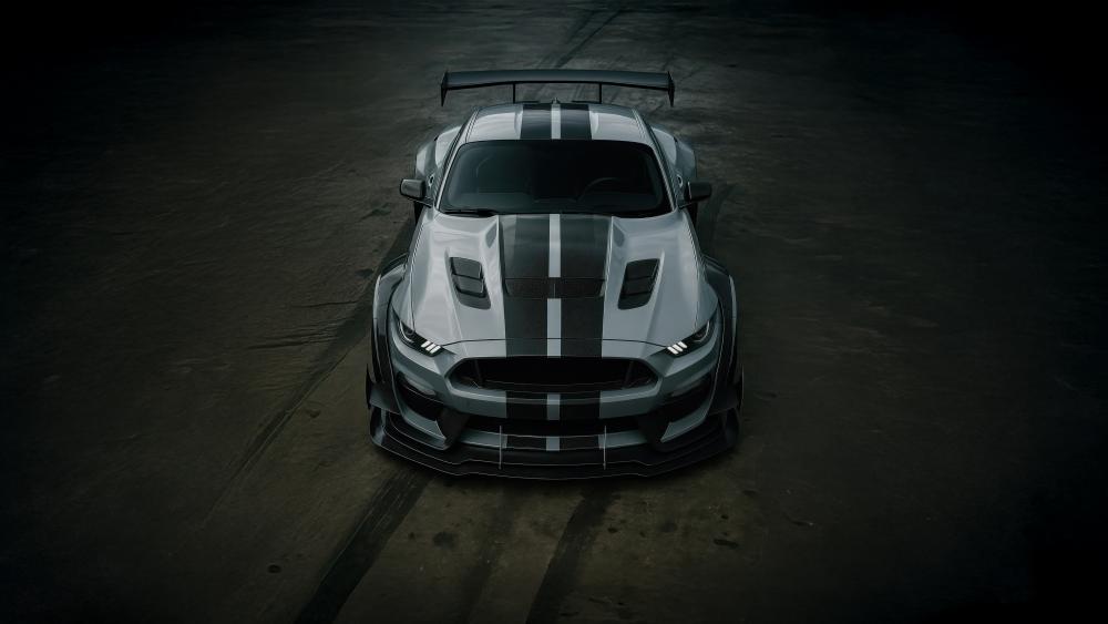 Shadowlit Shelby GT500 Mustang in Dark 5K Garage Scene wallpaper