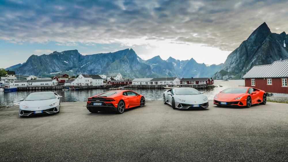Lamborghini Huracan Supercars by the Fjord in Crisp 5K Glory wallpaper
