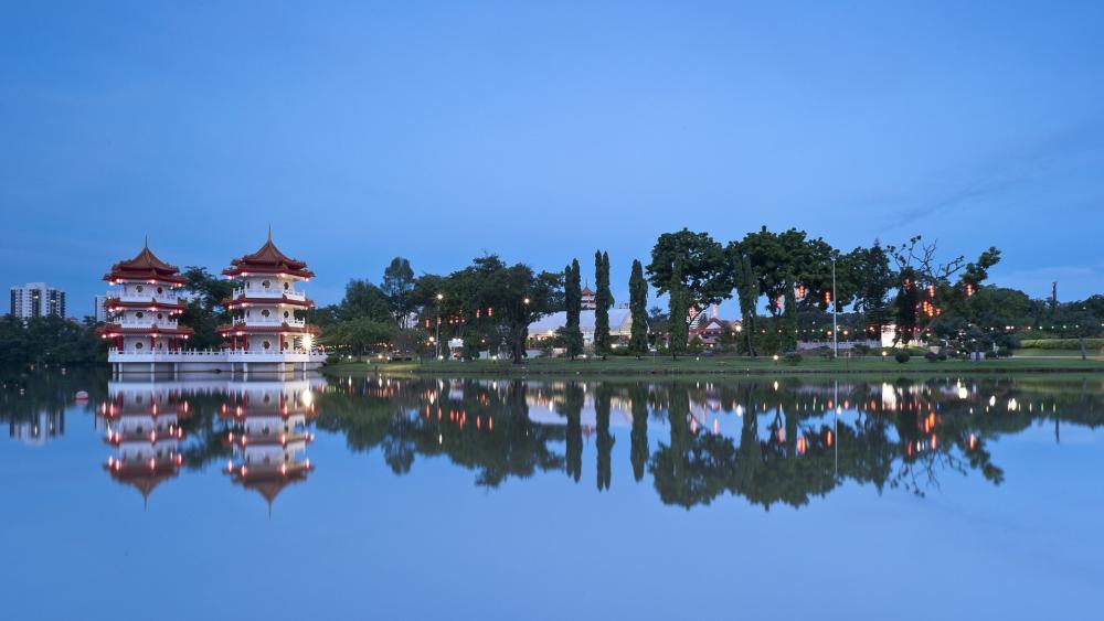 Twilight Reflections at Chinese Garden Singapore wallpaper