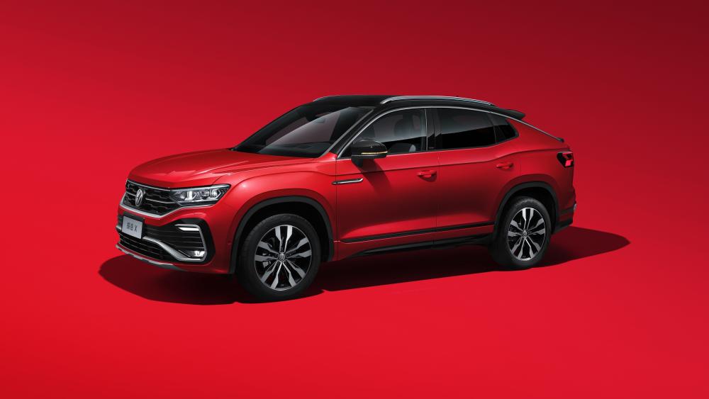 Volkswagen Tayron X Red Coupe SUV Studio 4K Wallpaper wallpaper