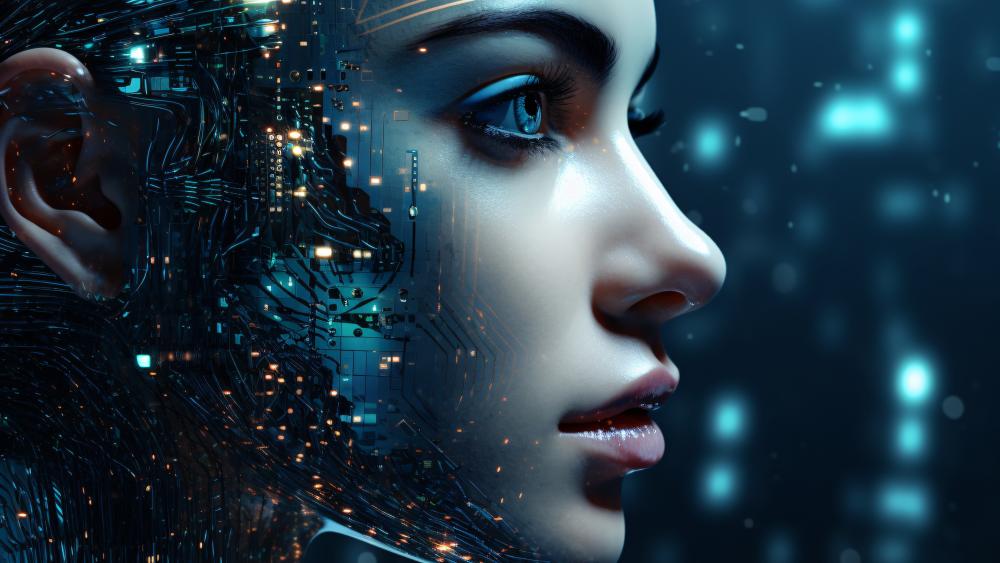 Neon Circuit Dreamer Android Profile in Futuristic Twilight wallpaper