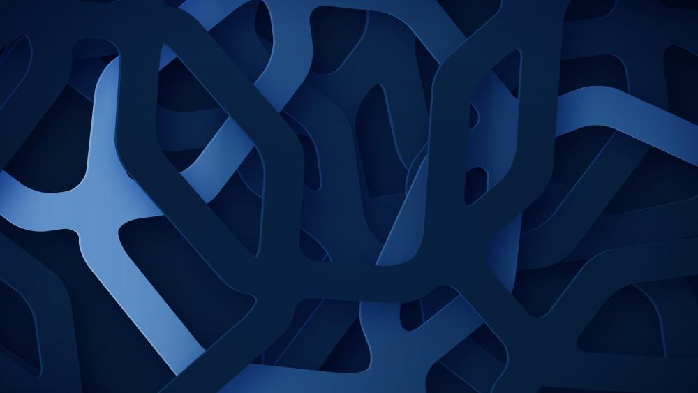 Interwoven Blue Ribbons Abstract Motif Pattern in Deep 4K Hues wallpaper