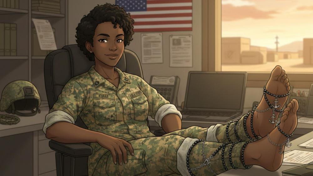 Sunset Calm in the Command Office Anime Soldier Portrait wallpaper