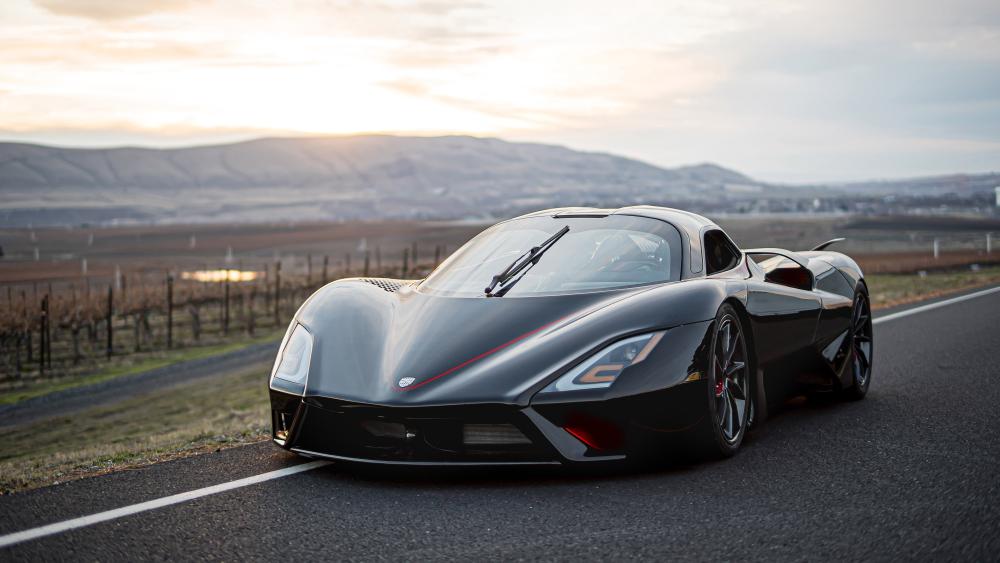 SSC Tuatara Hypercar Poised for a Sunset Road Sprint in 4K wallpaper