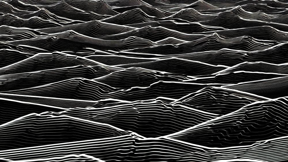 Endless Monochrome Wave Lines in Abstract Topographic Flow wallpaper