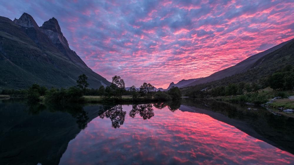 Twilight Reflections at Otertinden in the Lyngen Alps Norway wallpaper