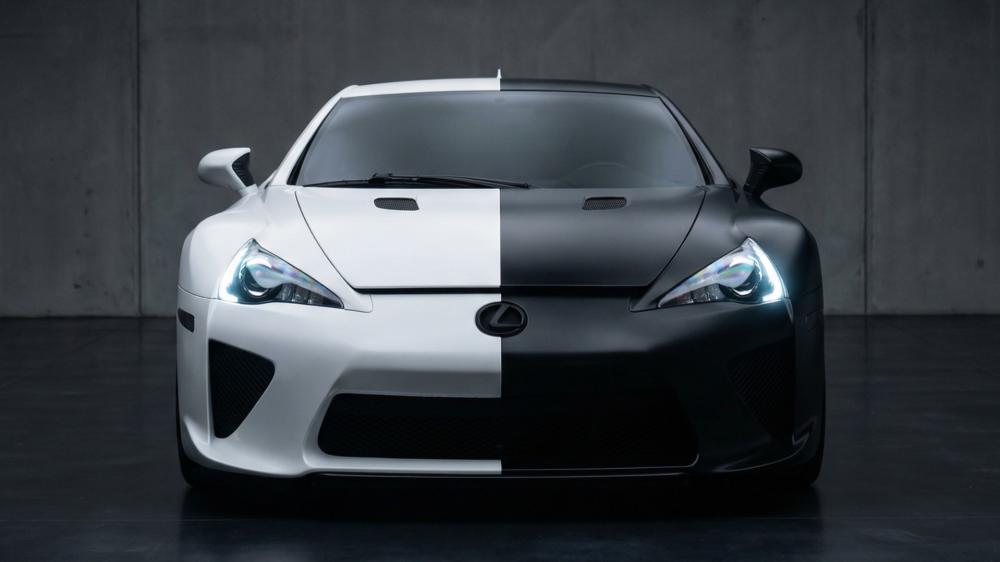 Yin Yang Lexus LFA Split Black and White Front View Wallpaper wallpaper