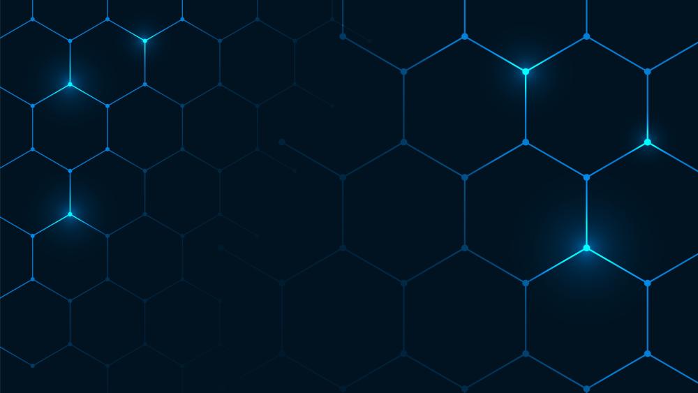 Neon Blue Hexagon Network Abstract Honeycomb Grid 4K Wallpaper wallpaper
