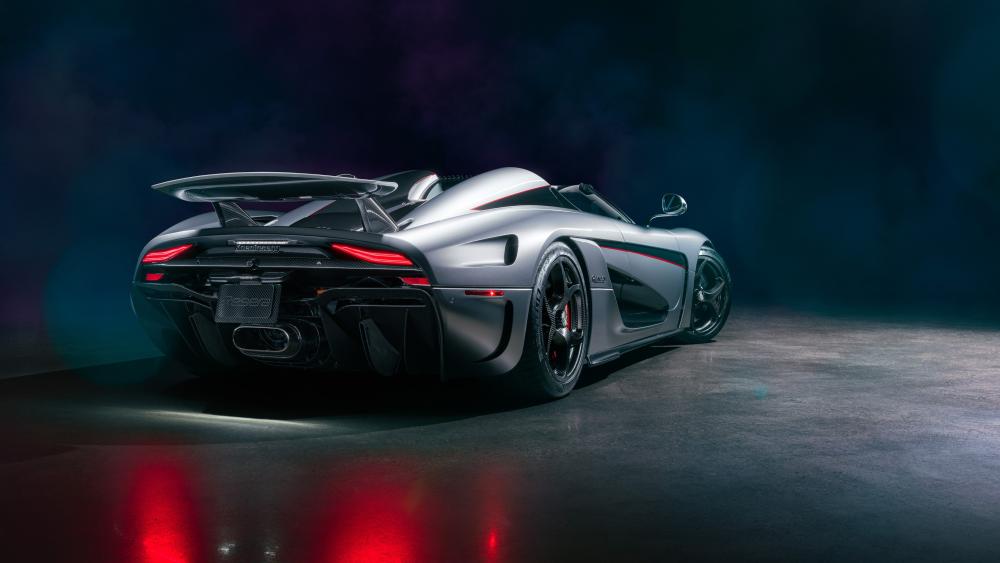 Koenigsegg Jesko Absolut Silver Hypercar in Cinematic Night Studio wallpaper