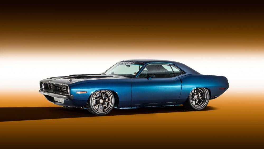 Blue 1970 Plymouth Cuda Muscle Classic in Crisp 4K wallpaper