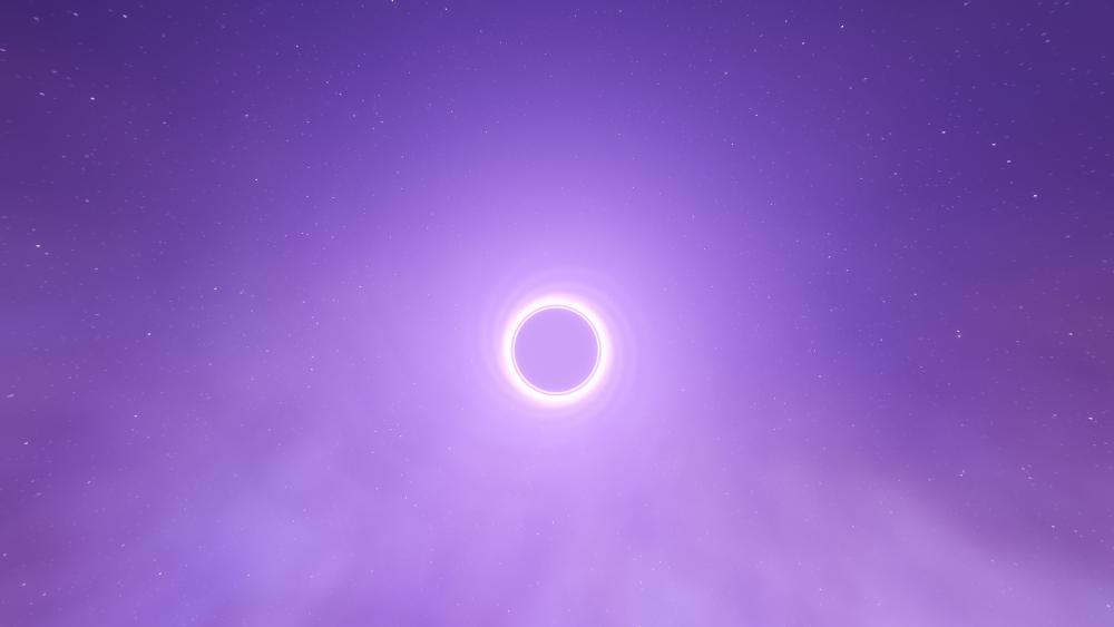 Ethereal Purple Void Ring in a Silent Cosmic Sky wallpaper