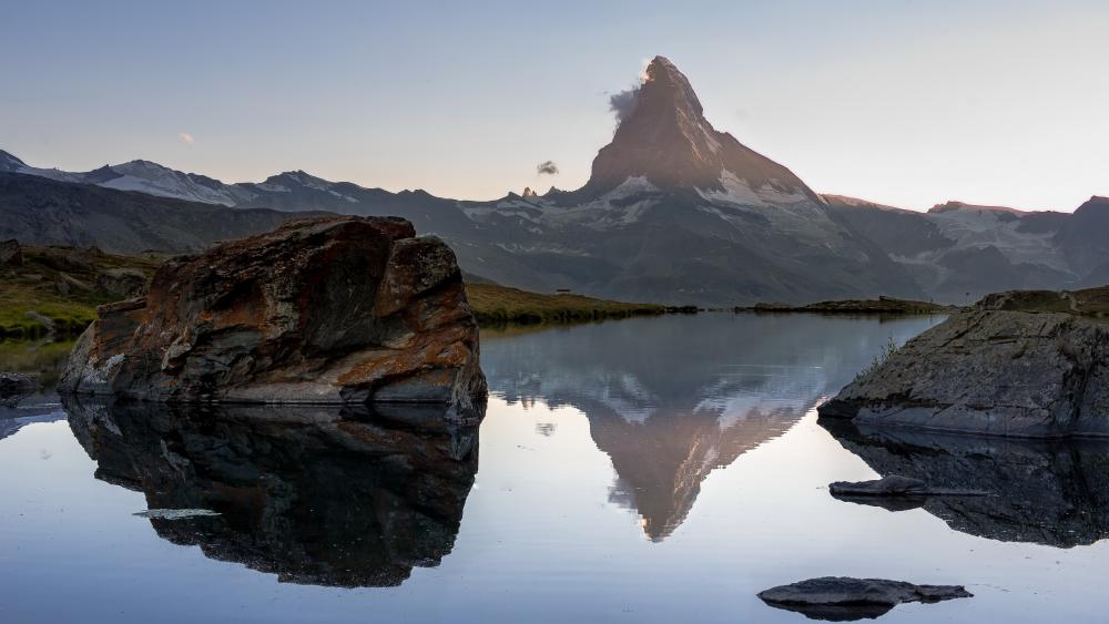 Matterhorn Mirror Calm at Stellisee Lake in the Swiss Alps wallpaper