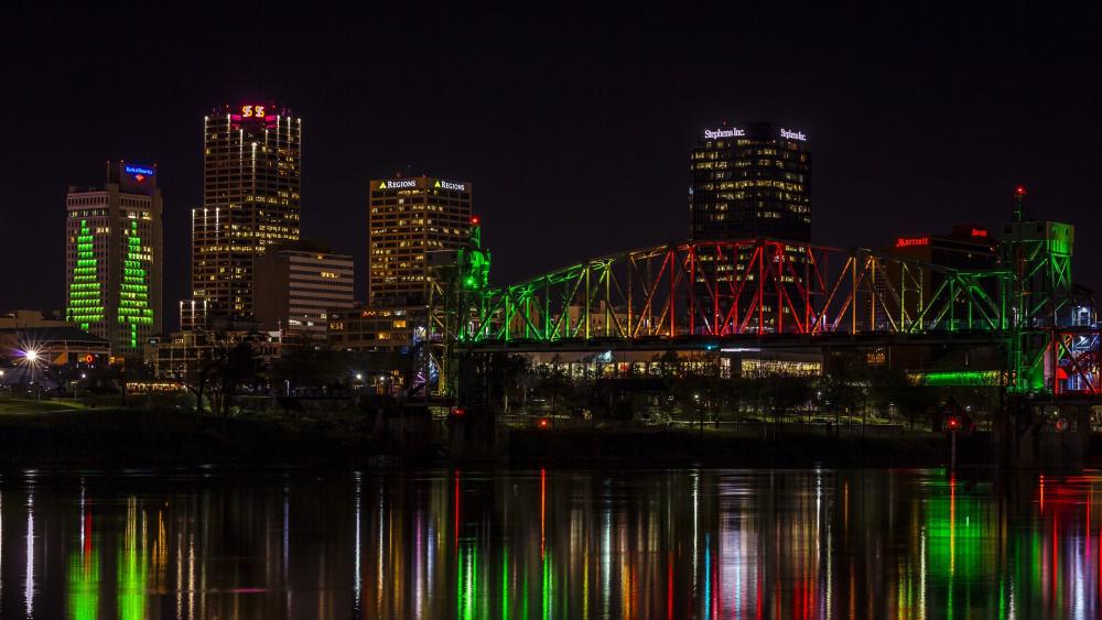 Vibrant Night Lights of Little Rock Arkansas wallpaper