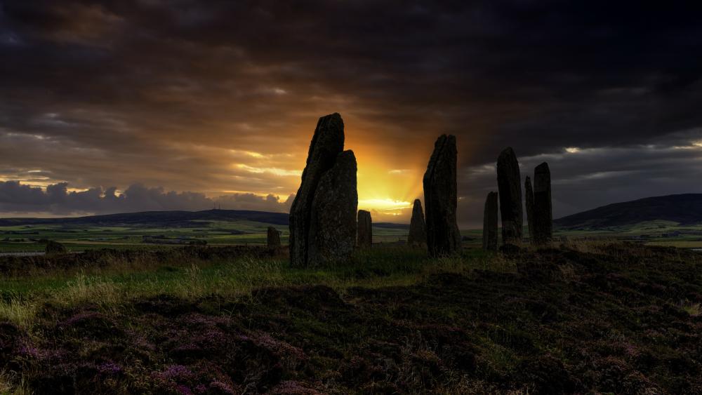 Sunset Silence at the Ring of Brodgar Neolithic Stones Orkney wallpaper