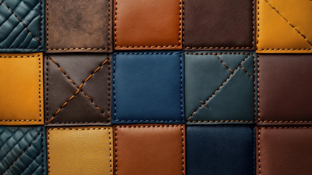 Stitched Leather Squares in Modern AI Abstract Patchwork 5K wallpaper