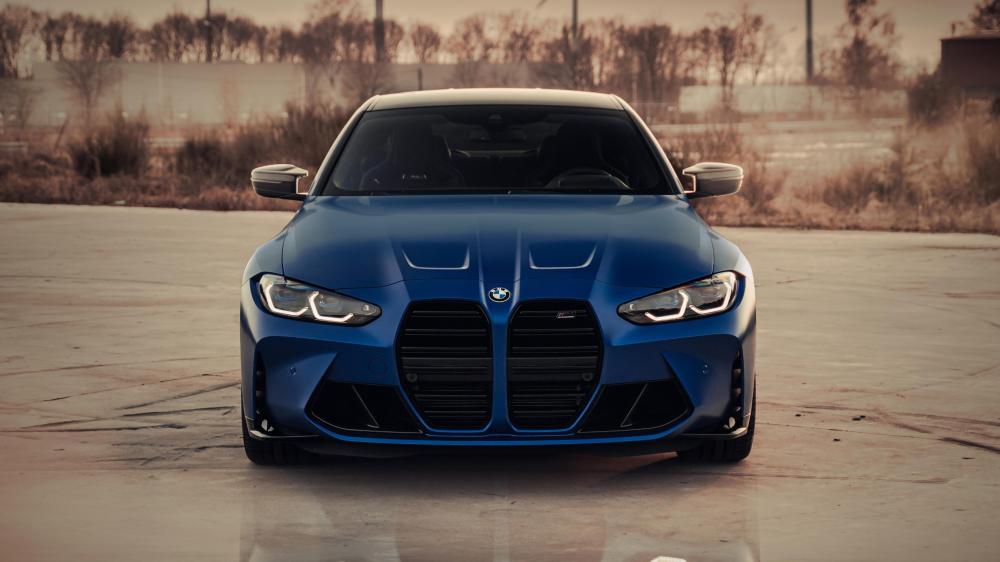 BMW M3 Competition Sedan Blue Front View 4K Wallpaper wallpaper