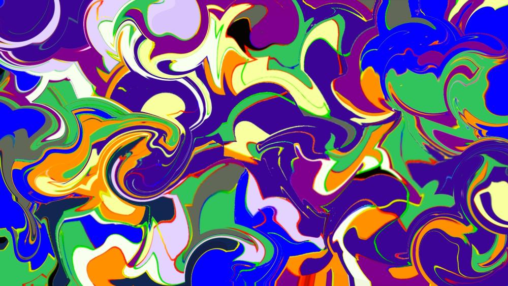 Electric Marble Swirls in Neon Indigo and Citrus Tones wallpaper