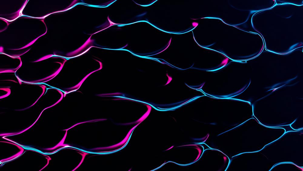 Neon Ripple Cells in Midnight Flowing Abstract 5K Wallpaper wallpaper