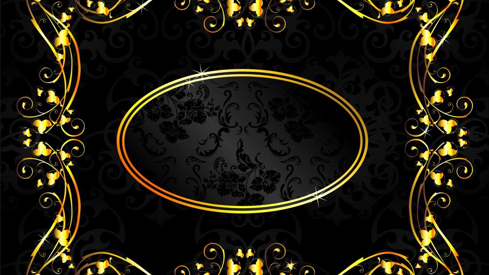 Golden Ornamental Vines on Dark Damask Elegance 4K Abstract Wallpaper wallpaper