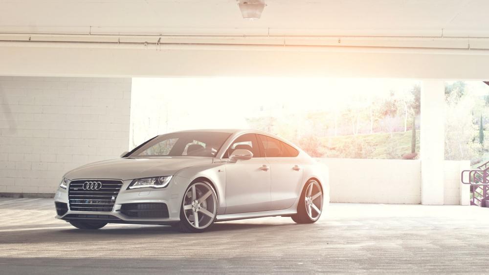 Sunlit Audi A7 Elegance in a Minimalist Parking Garage wallpaper