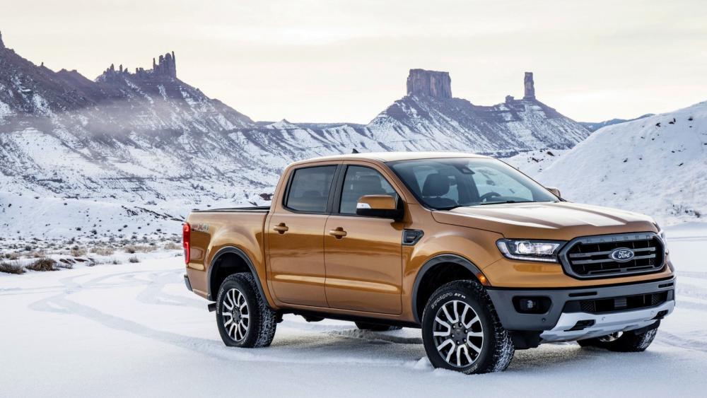 Ford Ranger Pickup Truck in a Winter Mountain Landscape wallpaper