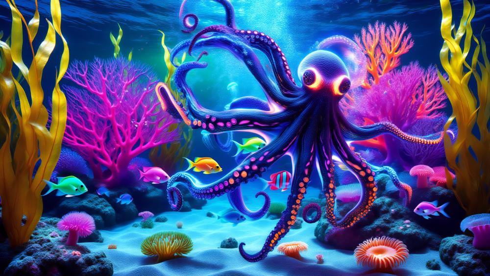 Neon Octopus wallpaper