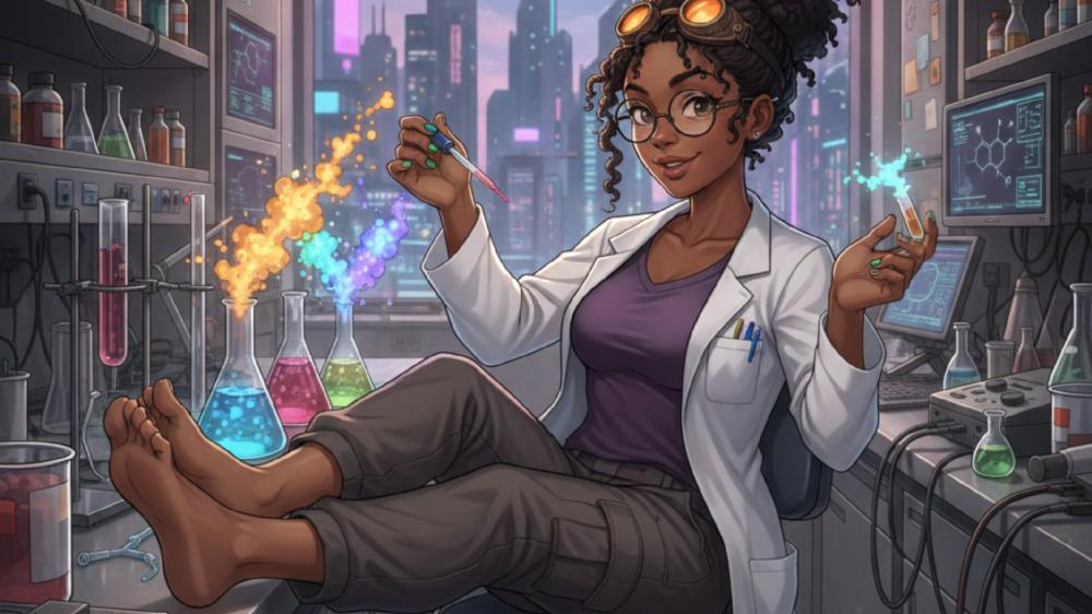 College scientist discovering new potions. wallpaper