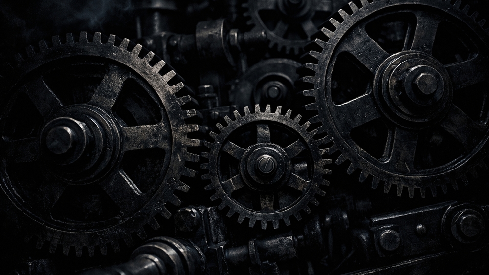 Midnight Machinery Interlocking Steel Gears Wallpaper wallpaper