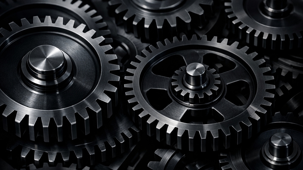 Silver Gear Symphony in Industrial Precision wallpaper