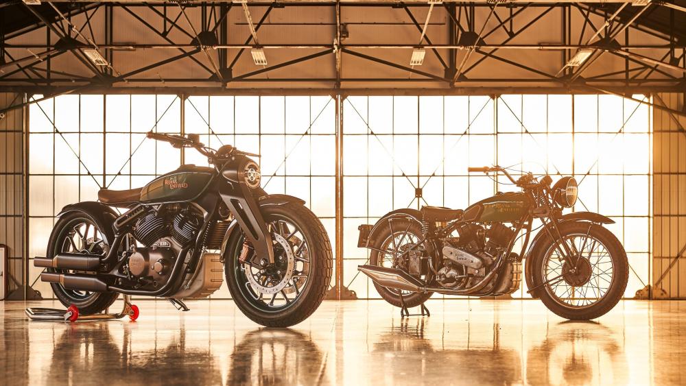 Royal Enfield Concept KX 4K Hangar Glow Motorcycle Wallpaper wallpaper