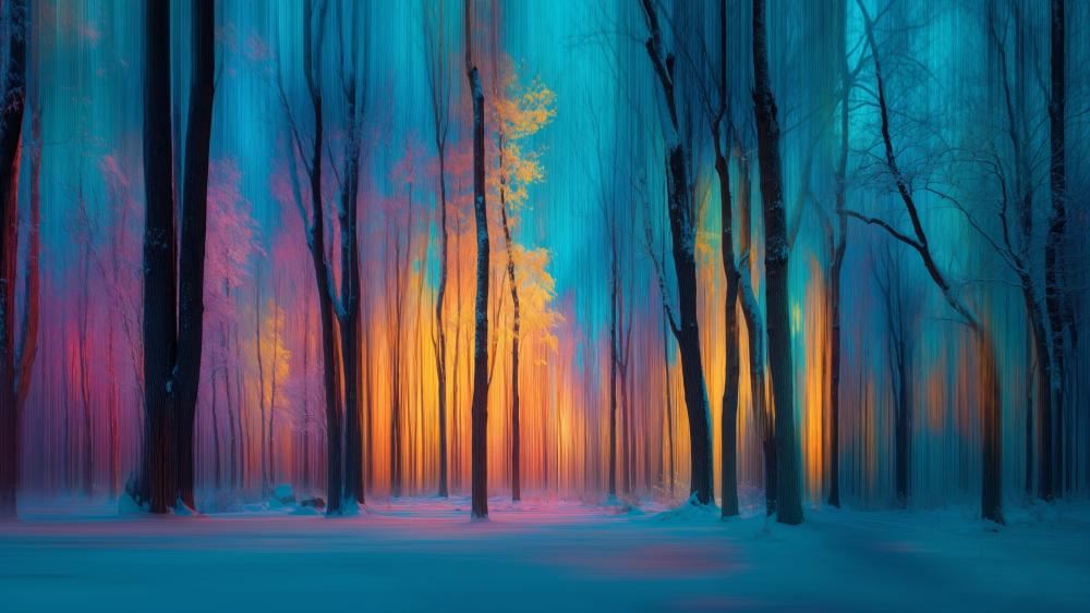 Luminous Abstract Forest Glow in Modern AI Painting Style wallpaper