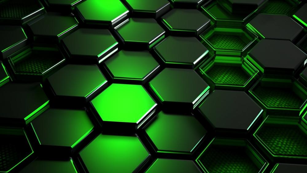 Neon Green Hexagonal Hive in Sleek 3D Depth wallpaper