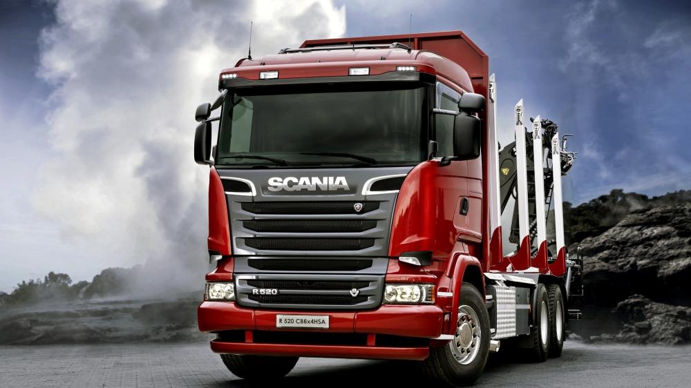 Powerful Red Scania Truck Ready for the Open Road wallpaper
