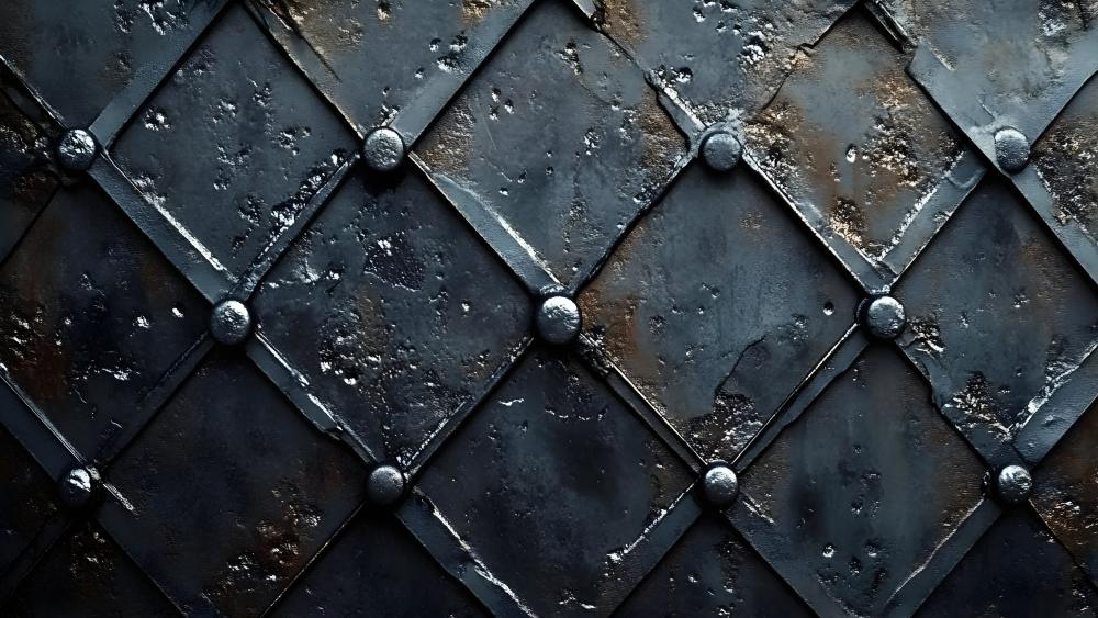 Weathered Silver Lattice Steel with Rusted Patina Abstract Texture wallpaper