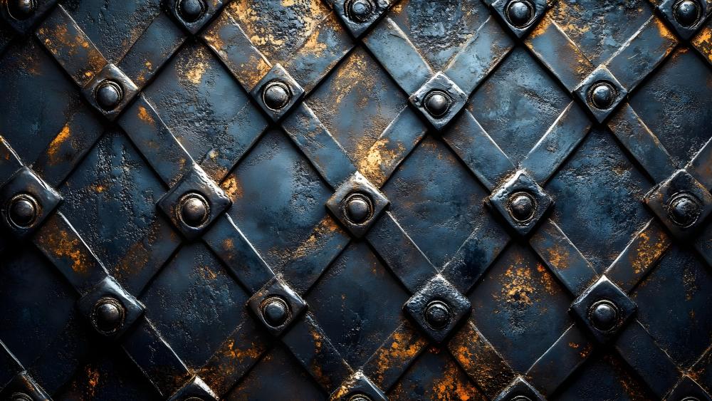 Riveted Steel Lattice with Silver Sheen and Rust Glow wallpaper