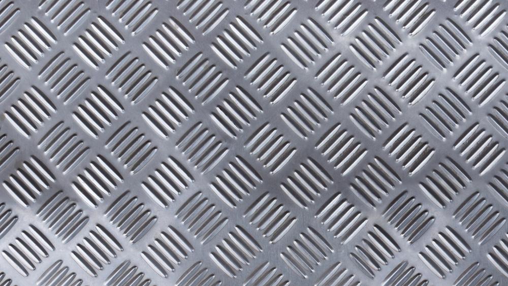 Brushed Silver Diamond Plate Pattern with Industrial Metallic Rhythm wallpaper