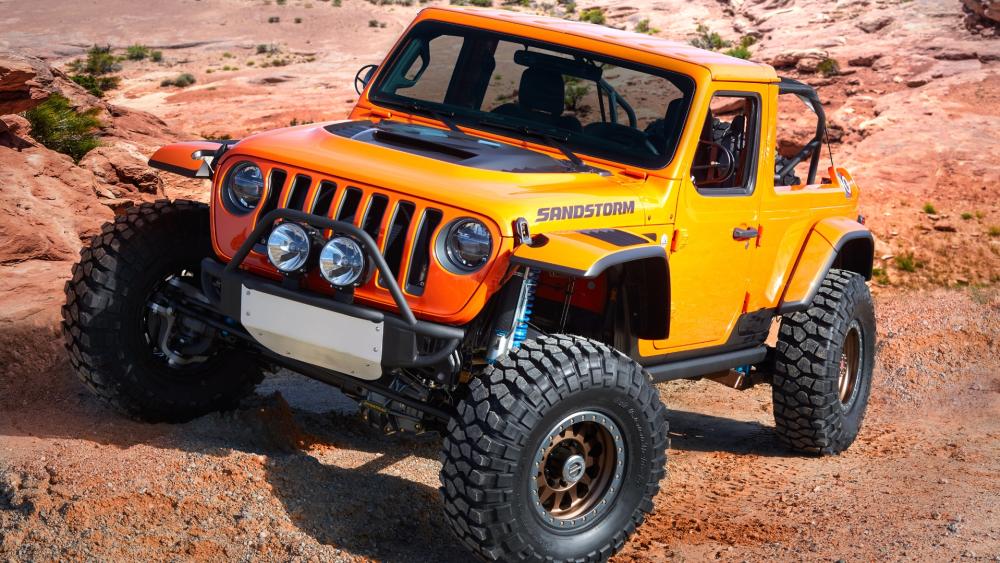 Jeep Sandstorm Dominating Desert Trails in Rugged Off Road Style wallpaper