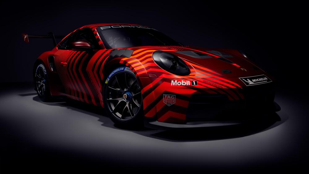 Shadowlit Porsche 911 Motorsport Livery In Striking 4K Detail wallpaper