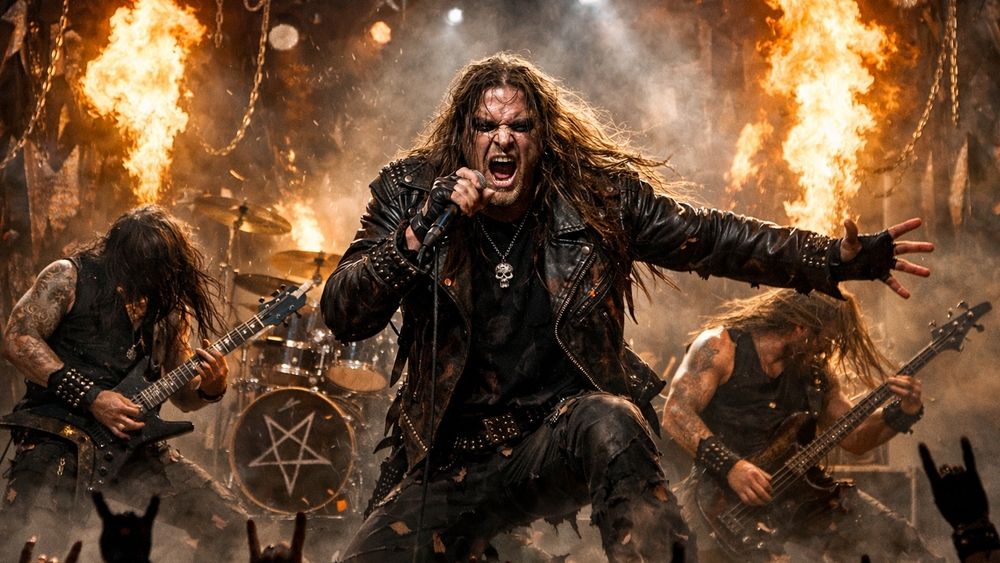 Inferno Stage Metal Anthem Live Concert Wallpaper for Rock Fans wallpaper