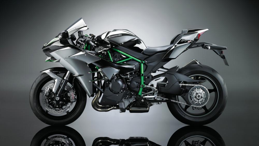Kawasaki Ninja H2 Studio Profile in Ultra Sharp 4K Detail wallpaper