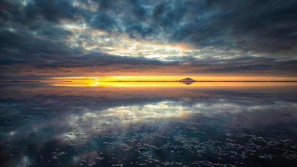 Sunset Afterglow Reflections Across Izembek Lagoon Alaska wallpaper