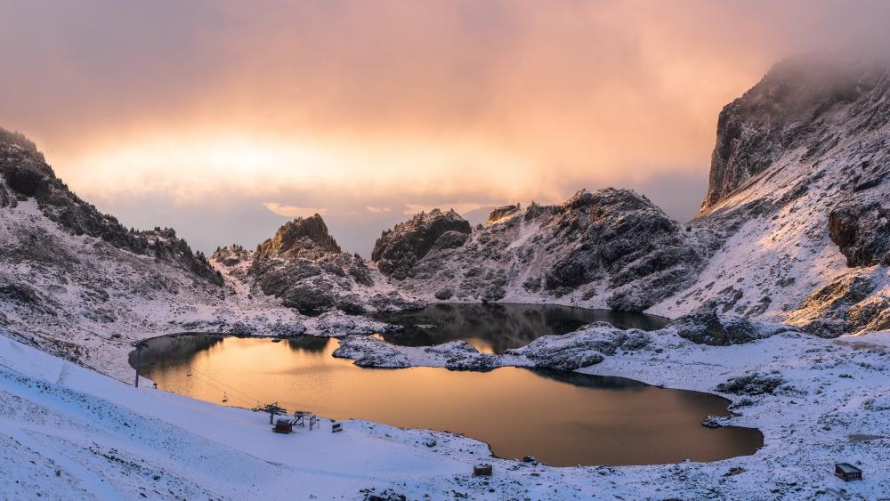 Golden Winter Dawn Over Lacs Robert France Alpine Lakes wallpaper