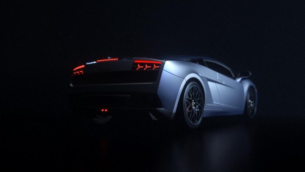 Midnight Lamborghini Gallardo Rear View in Cinematic Smoke wallpaper