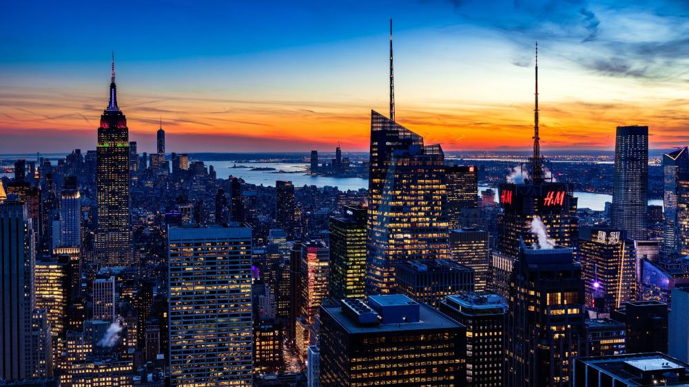 Dusk Over Manhattan Skyline from Edge NYC in Crisp 4K wallpaper