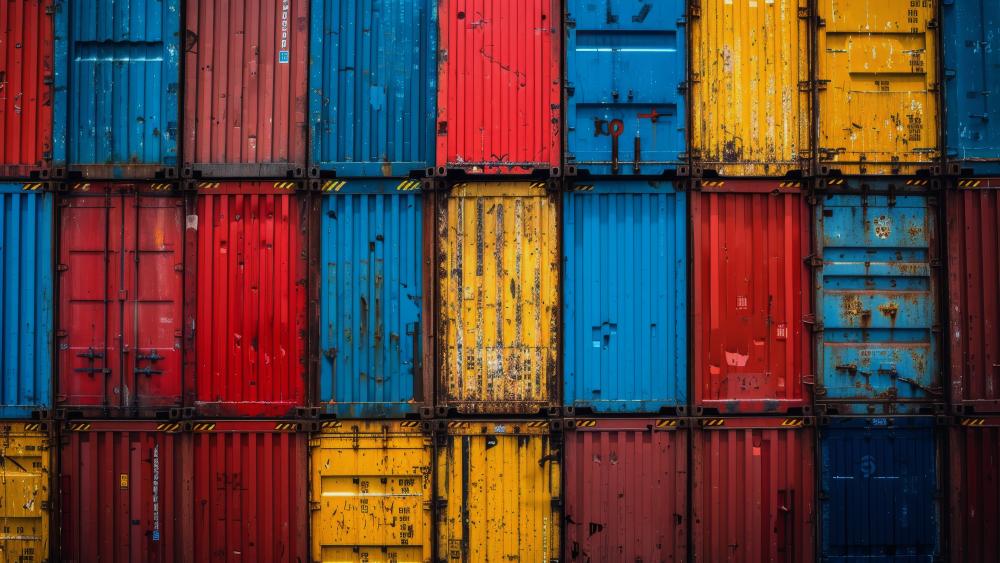 Vibrant Container Mosaic in 5K Abstract Industrial Geometry wallpaper
