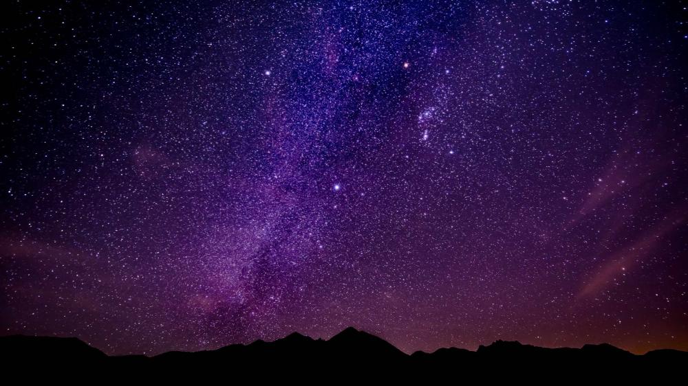 Violet Milky Way Over Silent Mountain Ridge in Crisp 4K wallpaper