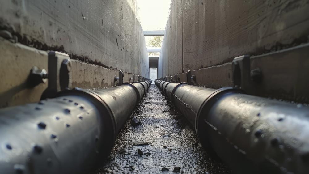 Industrial Pipeline Corridor in Crisp 5K Perspective wallpaper